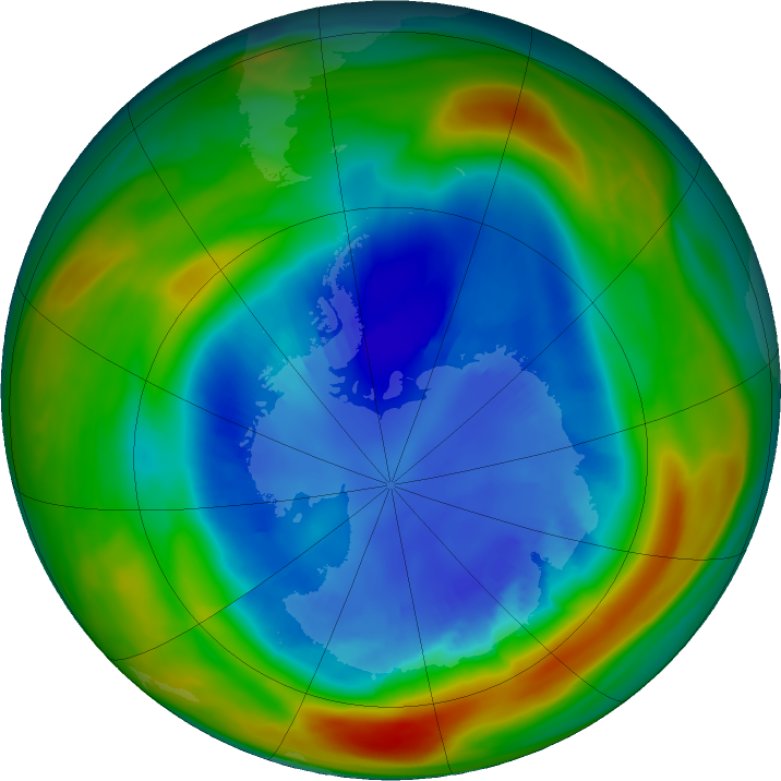 Antarctic ozone map for 30 August 2024